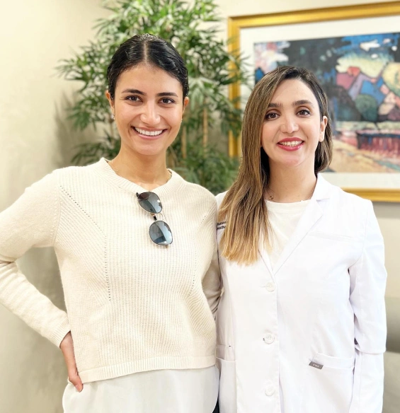 Dr. Roxanne Salavati with a patient following PRF therapy treatment